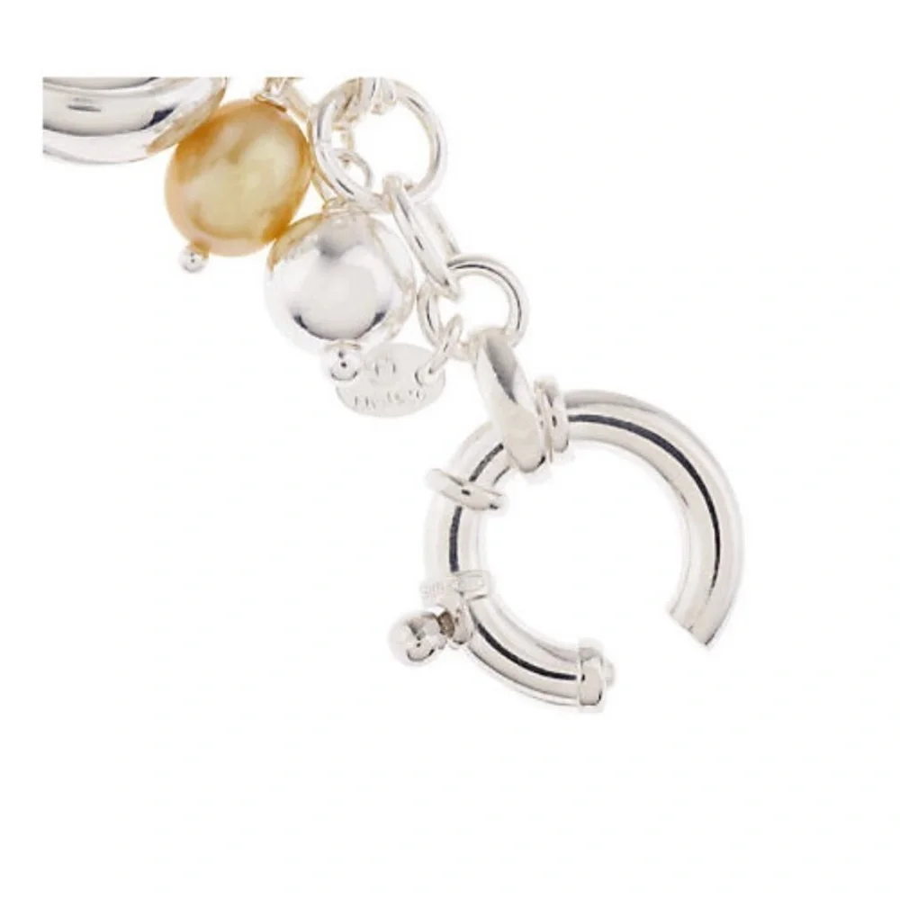 Arte D’argento Sterling silver multi gemstone Pearl charm bracelet.